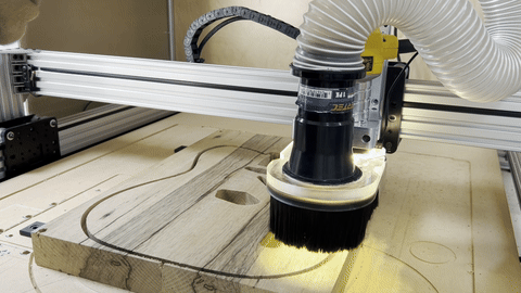 CNC cutting black limba guitar body